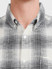 Men's Cream Slim Fit Checkered Casual Shirt