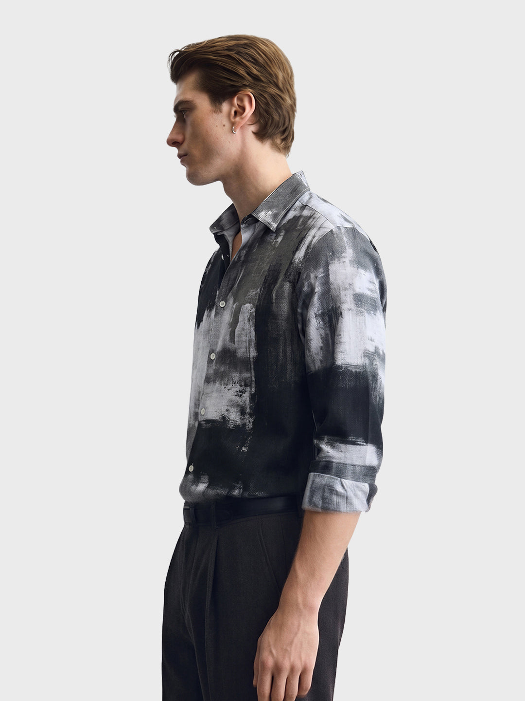 Men's Brown Slim Fit Printed Casual Shirt