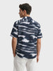 Men's Navy Blue Relaxed Fit Printed Resort Wear Shirt