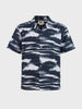 Men's Navy Blue Relaxed Fit Printed Resort Wear Shirt