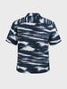 Men's Navy Blue Relaxed Fit Printed Resort Wear Shirt