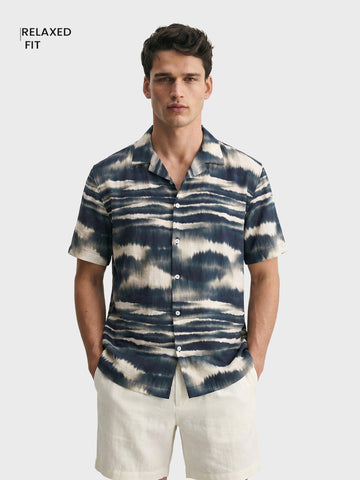 Men's Multicolor Relaxed Fit Printed Resort Wear Shirt