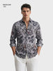 Men's Grey Regular Fit Printed Casual Shirt