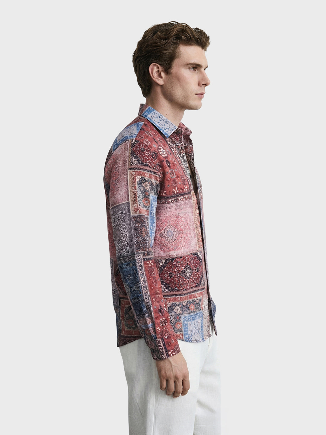 Men's Red Regular Fit Printed Casual Shirt