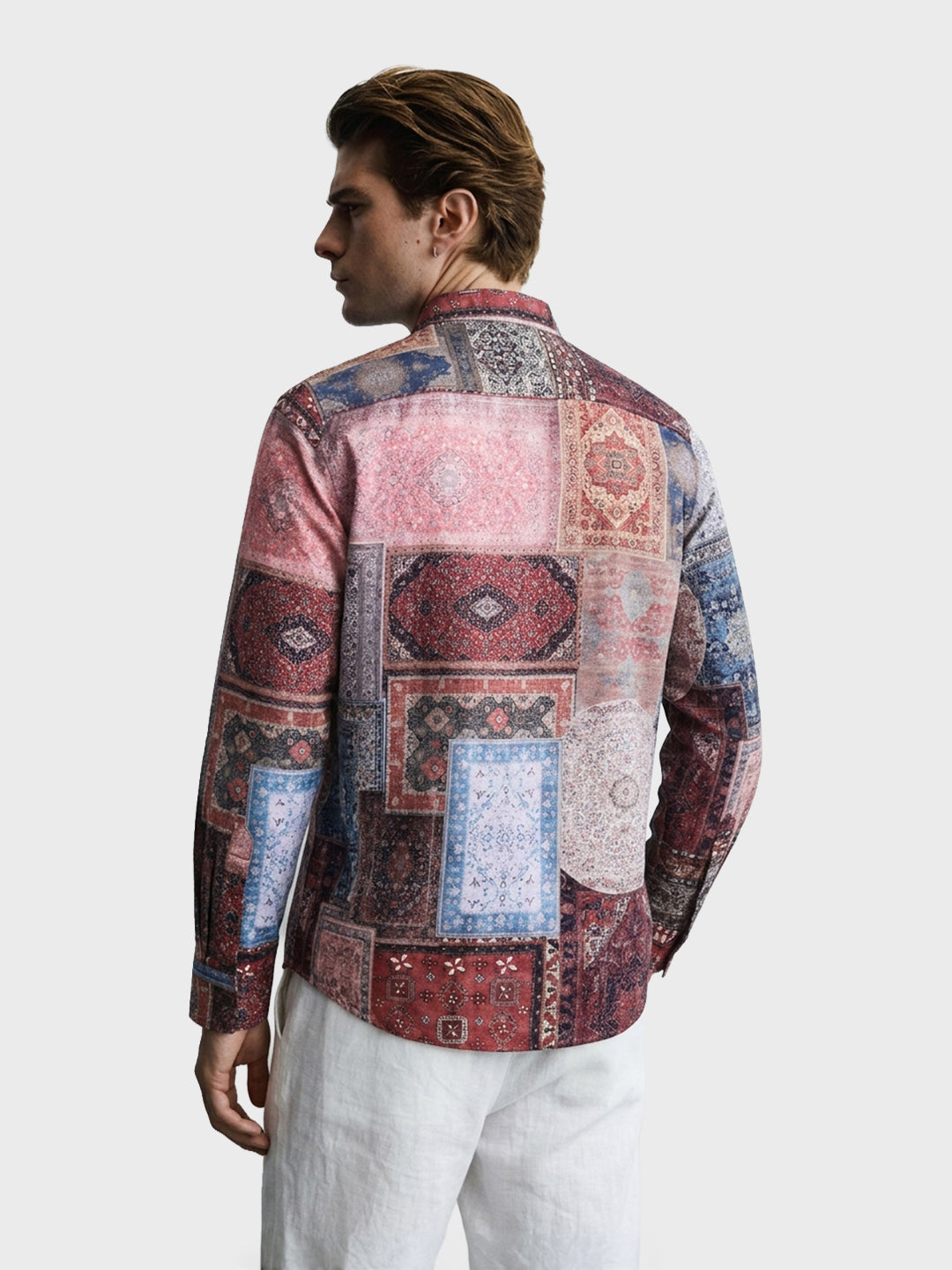 Men's Red Regular Fit Printed Casual Shirt