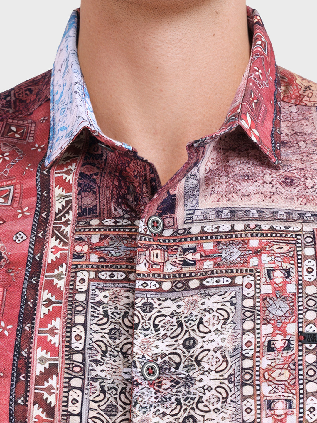 Men's Red Regular Fit Printed Casual Shirt