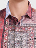 Men's Red Regular Fit Printed Casual Shirt