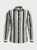 Men's Black Regular Fit Vertical Stripes Casual Shirt