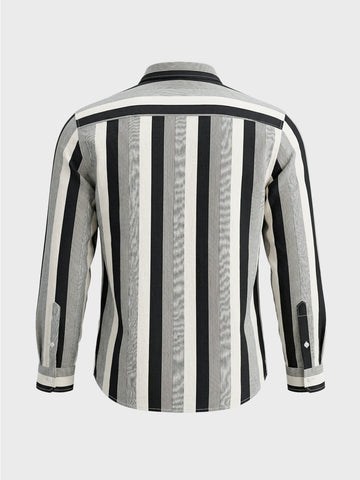 Men's Black Regular Fit Vertical Stripes Casual Shirt