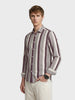 Men's Brown Regular Fit Vertical Stripes Casual Shirt