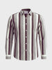Men's Brown Regular Fit Vertical Stripes Casual Shirt