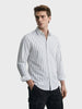 Men's White Regular Fit Striped Casual Shirt