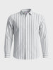 Men's White Regular Fit Striped Casual Shirt