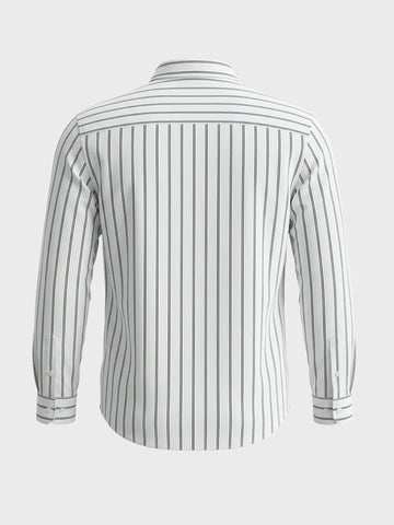 Men's White Regular Fit Striped Casual Shirt