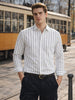 Men's White Regular Fit Striped Casual Shirt