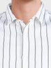 Men's White Regular Fit Striped Casual Shirt