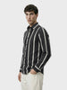 Men's Black Regular Fit Vertical Stripes Casual Shirt