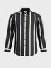 Men's Black Regular Fit Vertical Stripes Casual Shirt