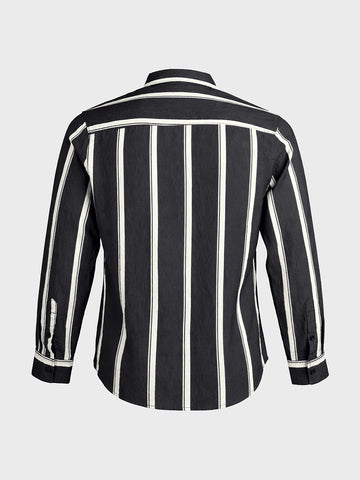 Men's Black Regular Fit Vertical Stripes Casual Shirt