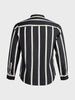 Men's Black Regular Fit Vertical Stripes Casual Shirt