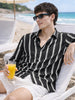 Men's Black Regular Fit Vertical Stripes Casual Shirt