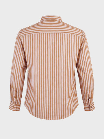 Men's Rust Regular Fit Striped Casual Shirt