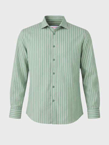 Men's Green Regular Fit Striped Casual Shirt