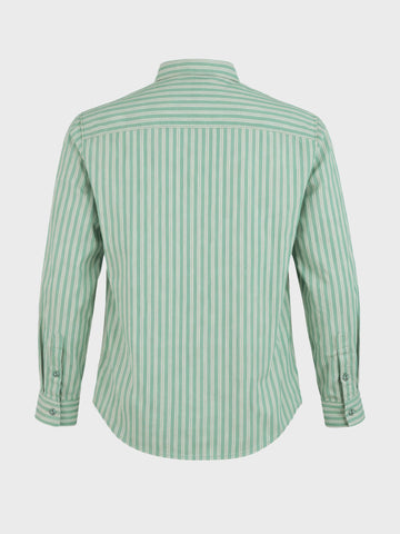 Men's Green Regular Fit Striped Casual Shirt