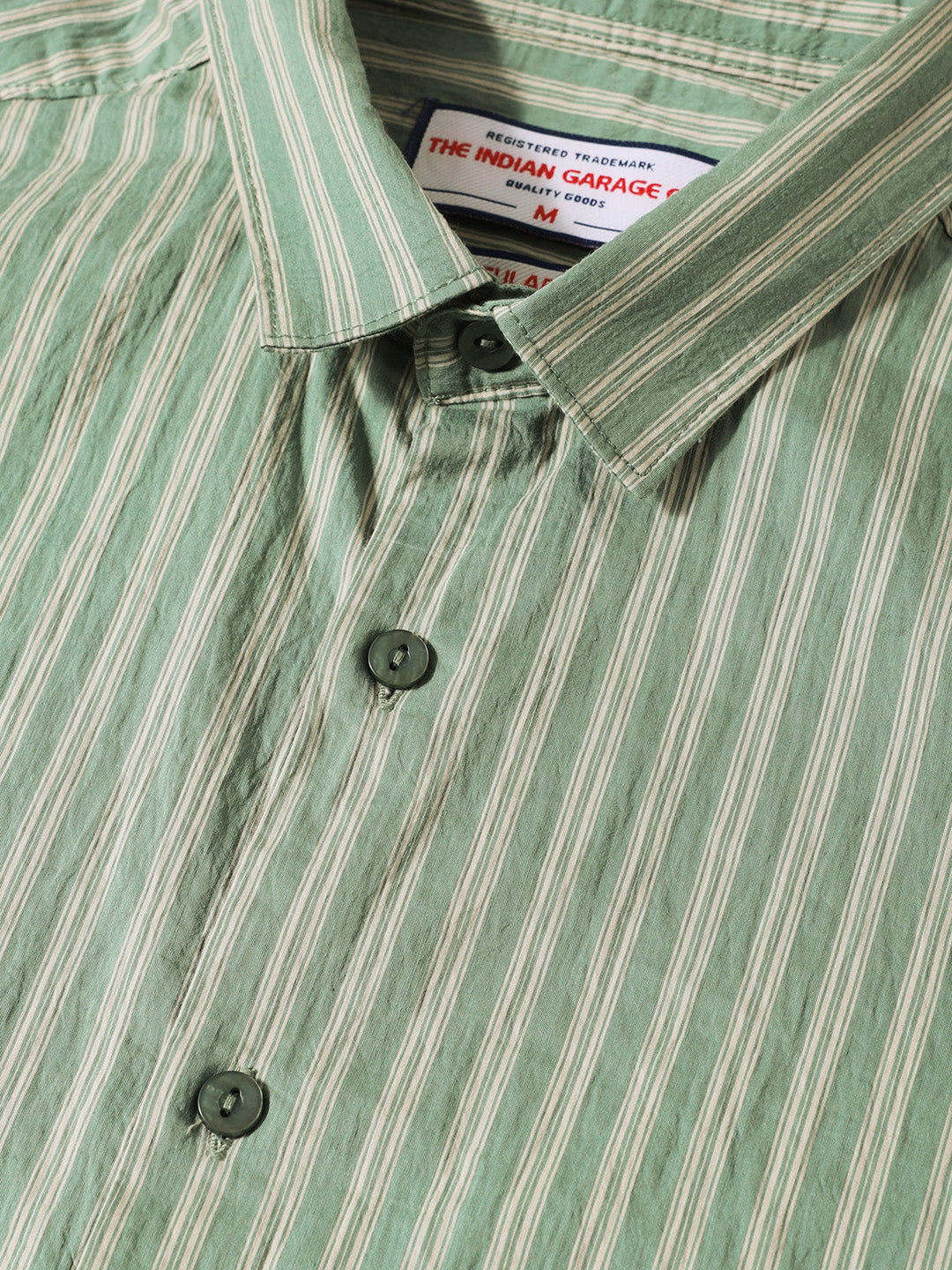 Men's Green Regular Fit Striped Casual Shirt