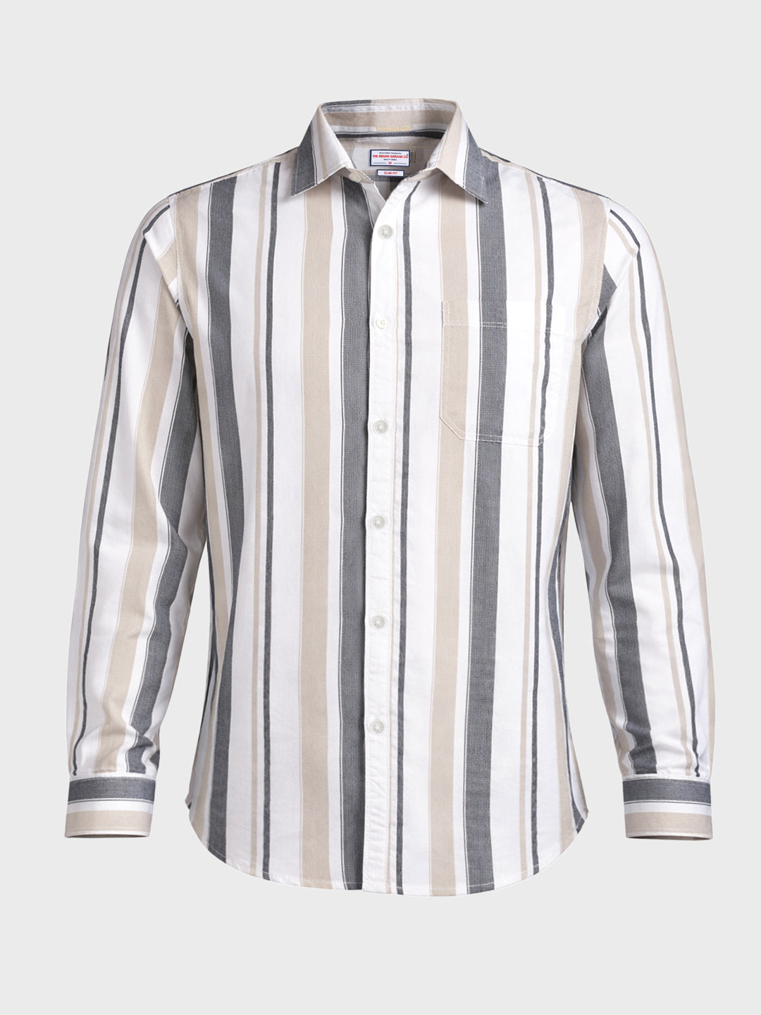 Men's White Slim Fit Striped Casual Shirt