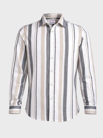 Men's White Slim Fit Striped Casual Shirt
