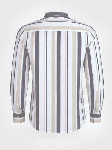 Men's White Slim Fit Striped Casual Shirt