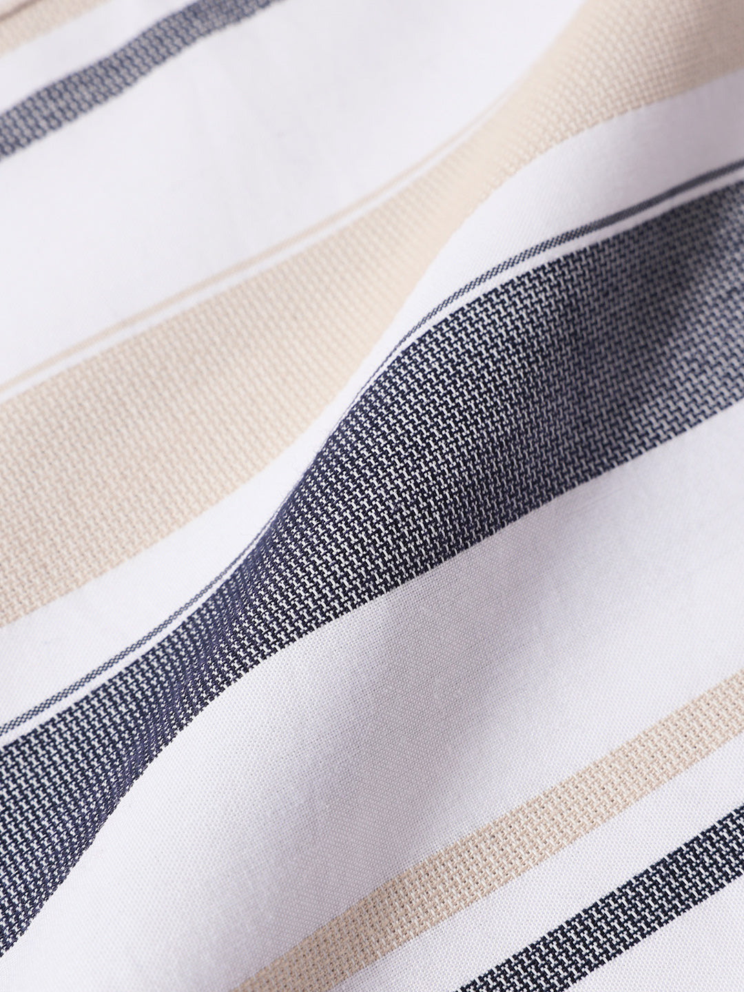 Men's White Slim Fit Striped Casual Shirt