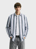 Men's White Slim Fit Striped Casual Shirt