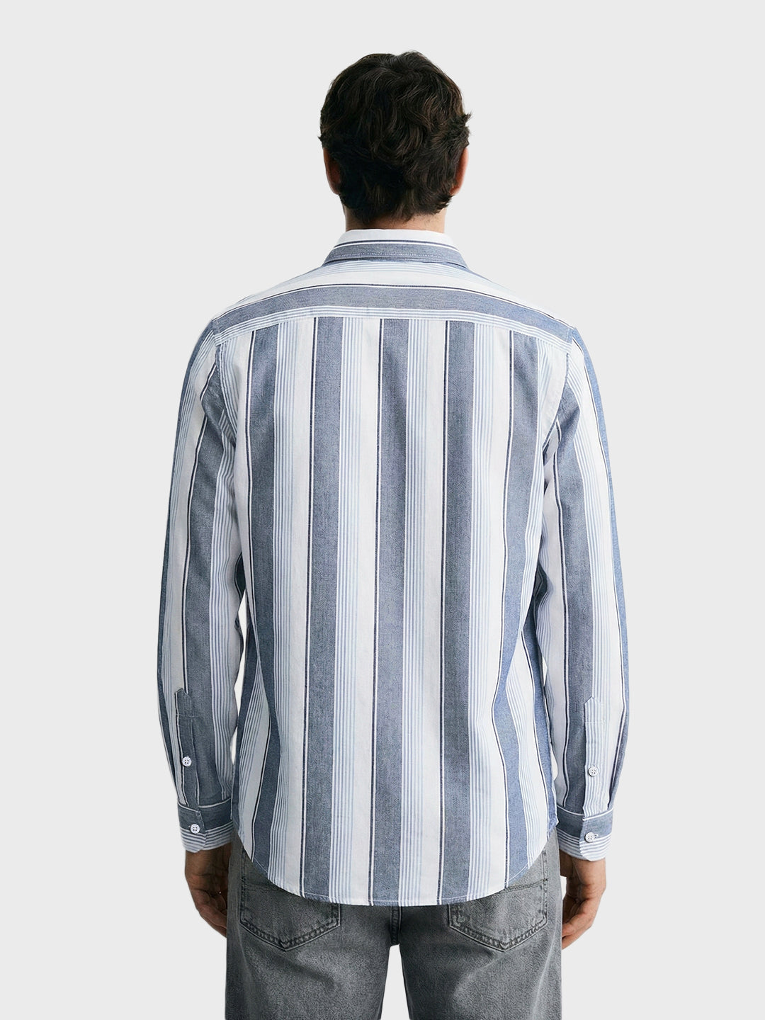 Men's White Slim Fit Striped Casual Shirt