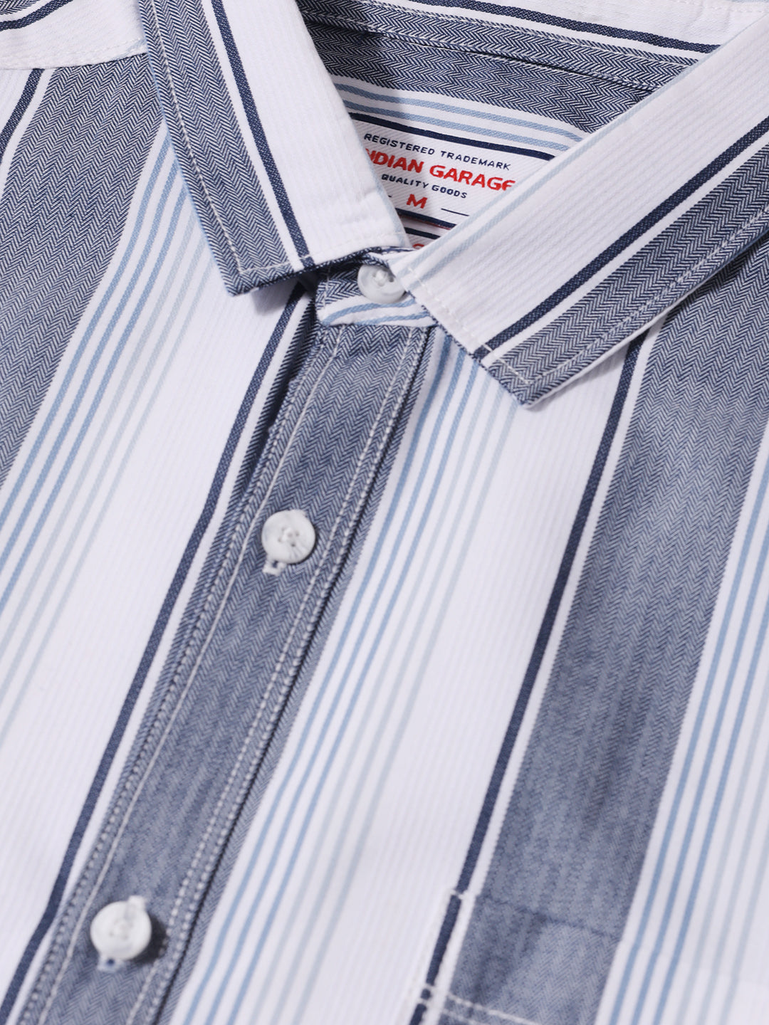 Men's White Slim Fit Striped Casual Shirt