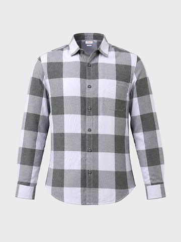 Men's Grey Slim Fit Checkered Casual Shirt