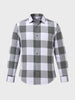Men's Grey Slim Fit Checkered Casual Shirt