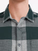 Men's Green Slim Fit Checkered Casual Shirt