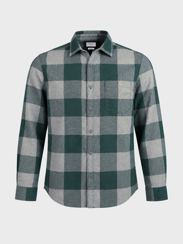 Men's Green Slim Fit Checkered Casual Shirt
