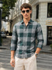 Men's Green Slim Fit Checkered Casual Shirt