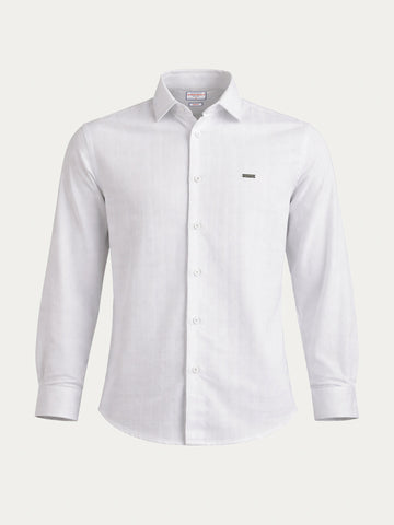 Men's White Slim Fit Solid Casual Shirt