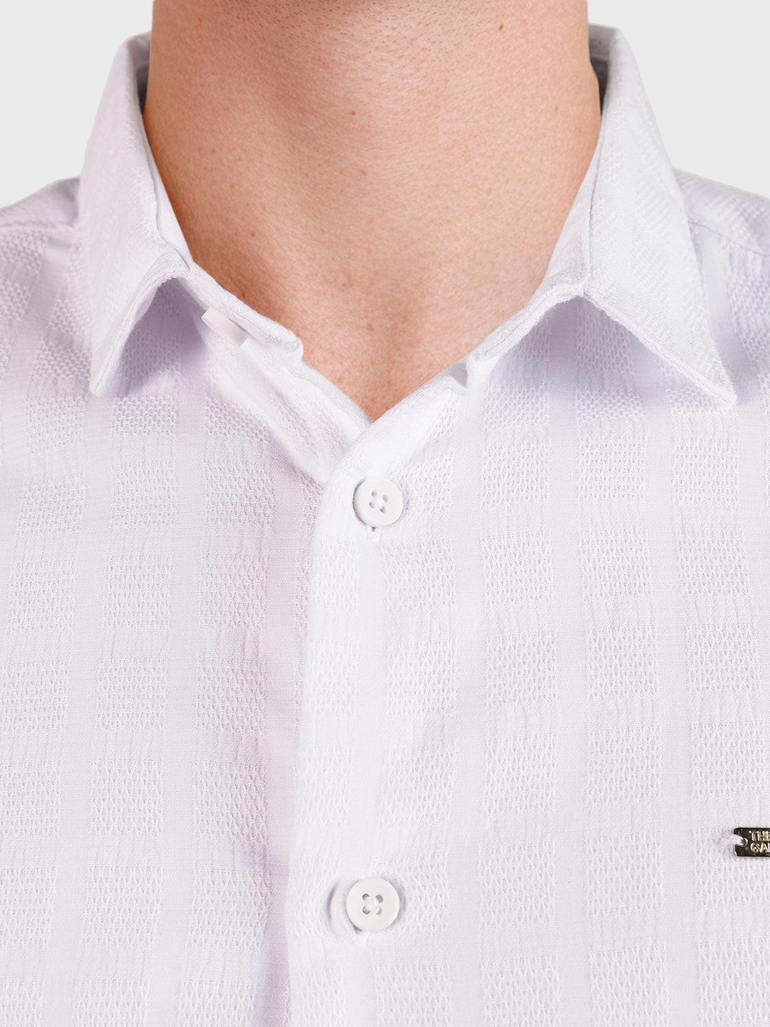 Men's White Slim Fit Solid Casual Shirt