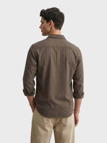 Men's Khaki Slim Fit Solid Casual Shirt