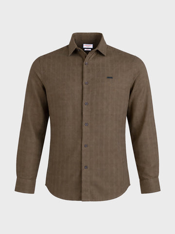 Men's Khaki Slim Fit Solid Casual Shirt