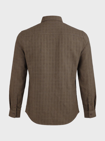 Men's Khaki Slim Fit Solid Casual Shirt