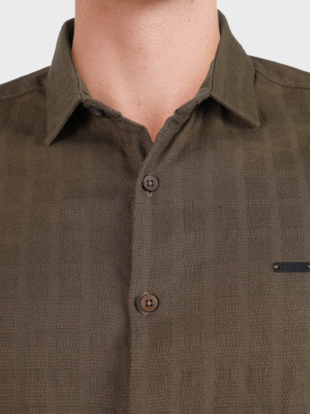 Men's Khaki Slim Fit Solid Casual Shirt