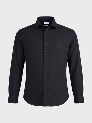 Men's Black Slim Fit Solid Casual Shirt