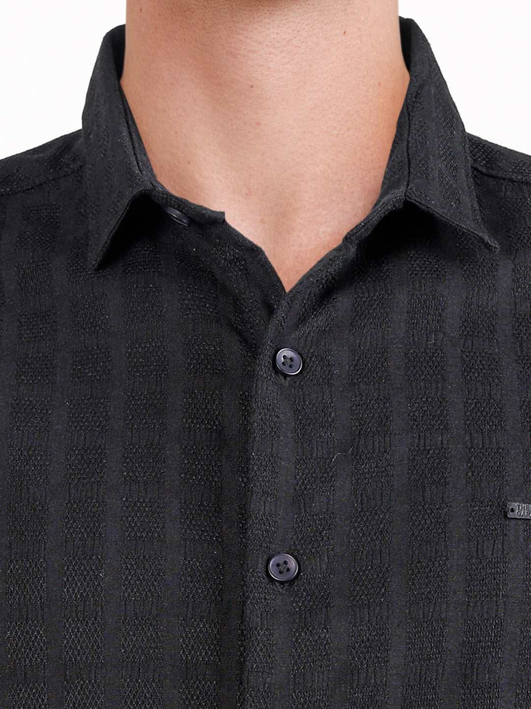 Men's Black Slim Fit Solid Casual Shirt