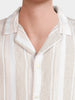 Men's Black Relaxed Fit Striped Resort Wear Shirt